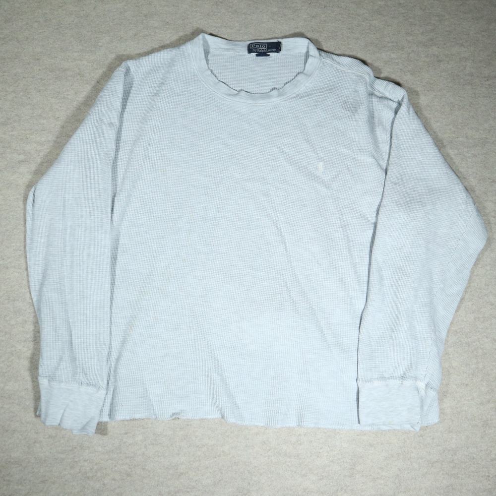 Polo Ralph Lauren Waffle Knit Thermal Shirt Mens XXL Gray Vintage Y2K Cotton L/S